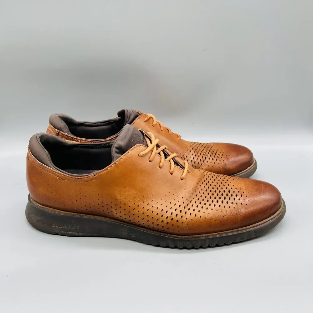 Cole Haan Shoes Men 13 Brown Leather Grand OS Perforated Sneakers Comfort Casual